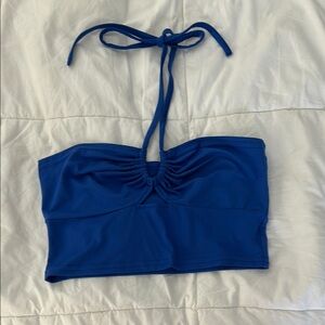 Blue Strapless Crop Top